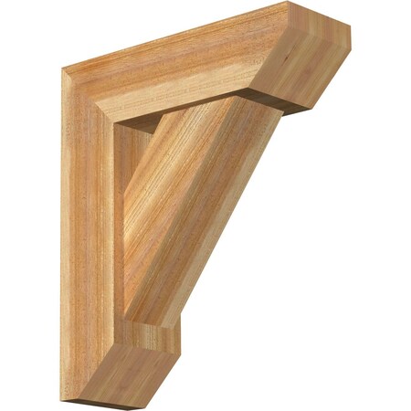 Ekena Millwork Traditional Slat Rough Sawn Bracket w/ Offset Brace, Western Red Cedar, 8"W x 24"D x 28"H BKT0806X24X28TRA06RWR